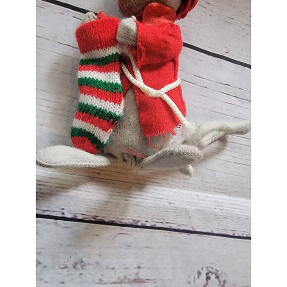 Annalee Christmas Night Time Mouse With Knit Stocking 1991 7in Holiday Decor - Picture 3 of 7